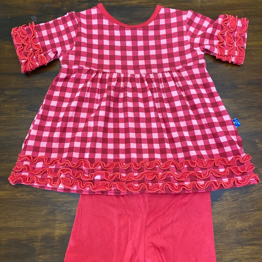 Kickee Pants Red Flag Gingham Outfit!